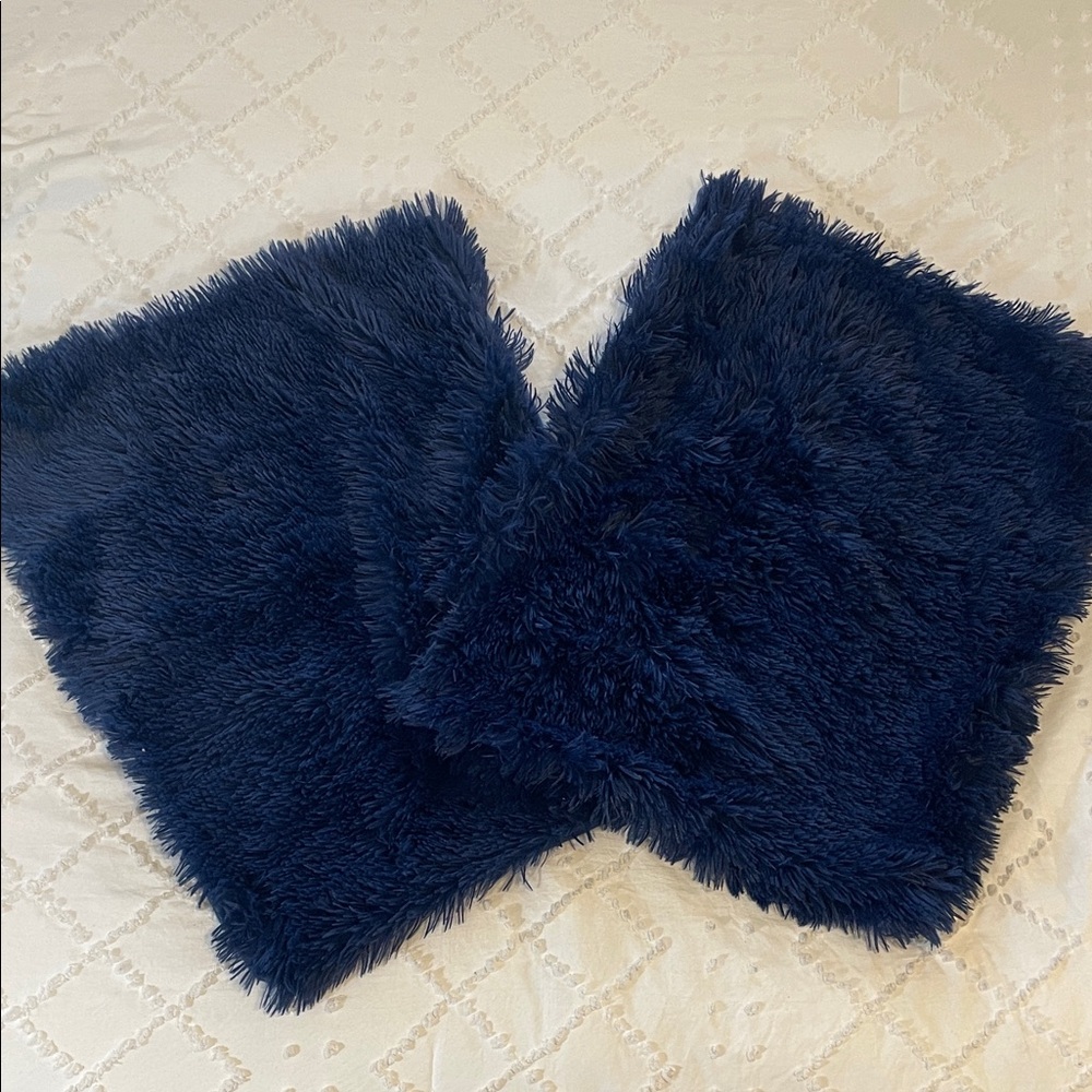 Luxurious Navy Blue Faux Fur Throw Pillow Covers new